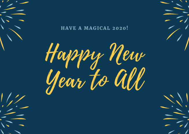 Desktop colorful fireworks new year greeting card