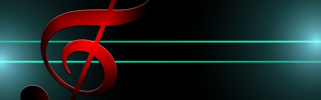 Desktop music banner treble clef on 2 lines green